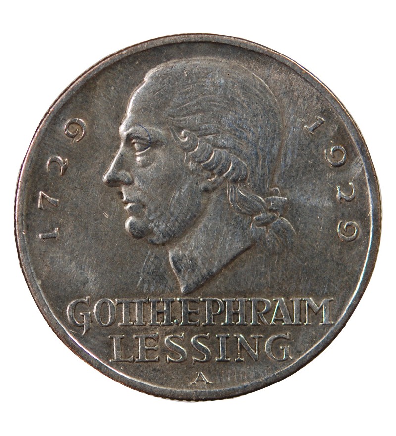 ALLEMAGNE - 3 MARK ARGENT 1929 A BERLIN - GOTTHOLD LESSING