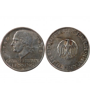 ALLEMAGNE - 3 MARK ARGENT 1929 A BERLIN - GOTTHOLD LESSING 2