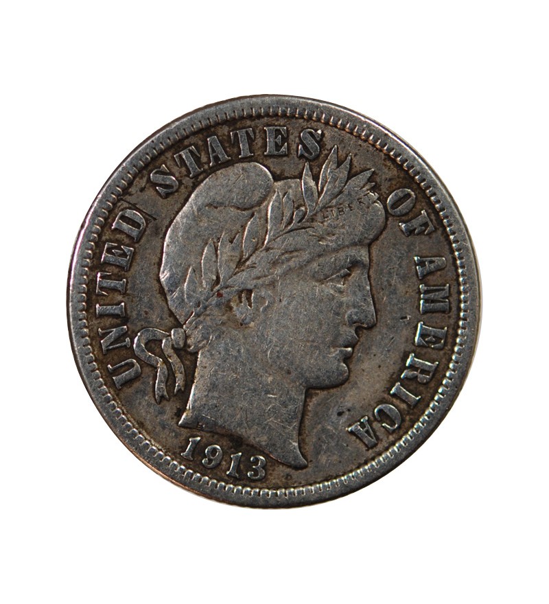 USA - 10 CENTS ARGENT "Barber Dime" 1913 PHILADELPHIE