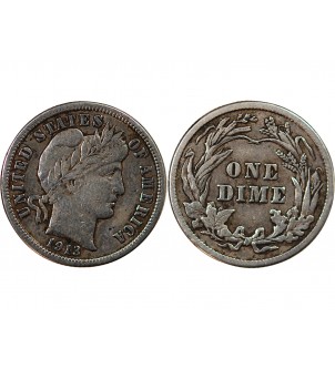 USA - 10 CENTS ARGENT "Barber Dime" 1913 PHILADELPHIE 2