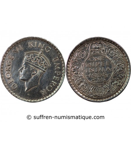 INDE, GEORGES VI - RUPEE ARGENT 1938