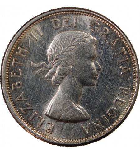 CANADA, ELIZABETH II - 50 CENTS ARGENT 1964