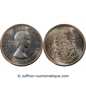CANADA, ELIZABETH II - 50 CENTS ARGENT 1964