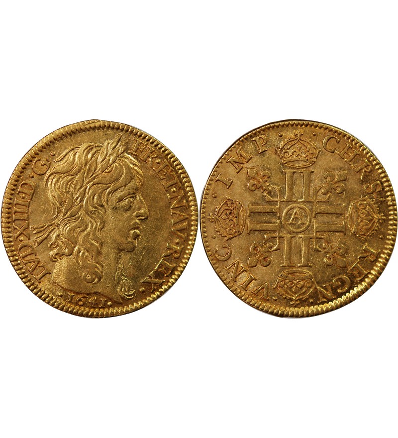 LOUIS XIII - LOUIS D'OR A LA MECHE LONGUE 1641 A PARIS R2