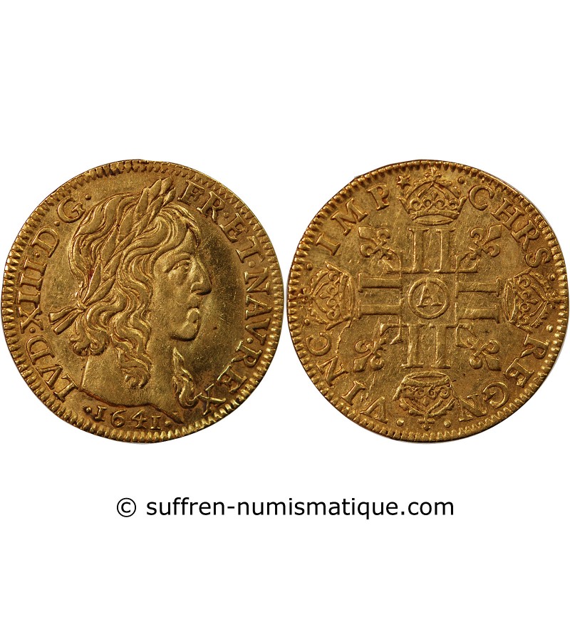 LOUIS XIII - LOUIS D'OR A LA MECHE LONGUE 1641 A PARIS R2