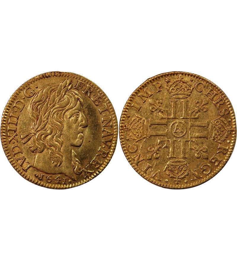 LOUIS XIII - LOUIS D'OR A LA MECHE LONGUE 1641 A PARIS R2