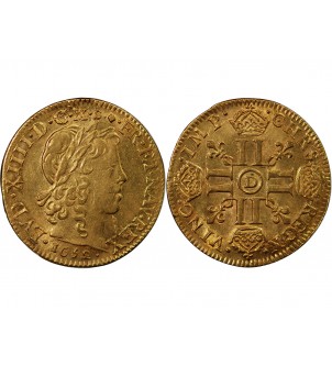 LOUIS XIV - LOUIS D'OR A LA MECHE LONGUE 1652 D LYON 2