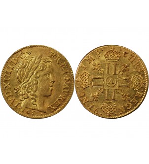 LOUIS XIV - LOUIS D'OR A LA MÈCHE LONGUE 1653 A PARIS 2