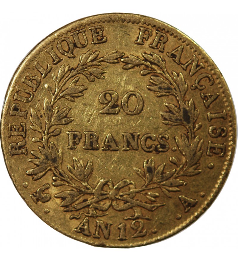 NAPOLEON Ier - 20 FRANCS OR AN 12 A PARIS﻿ "Type intermédiaire"