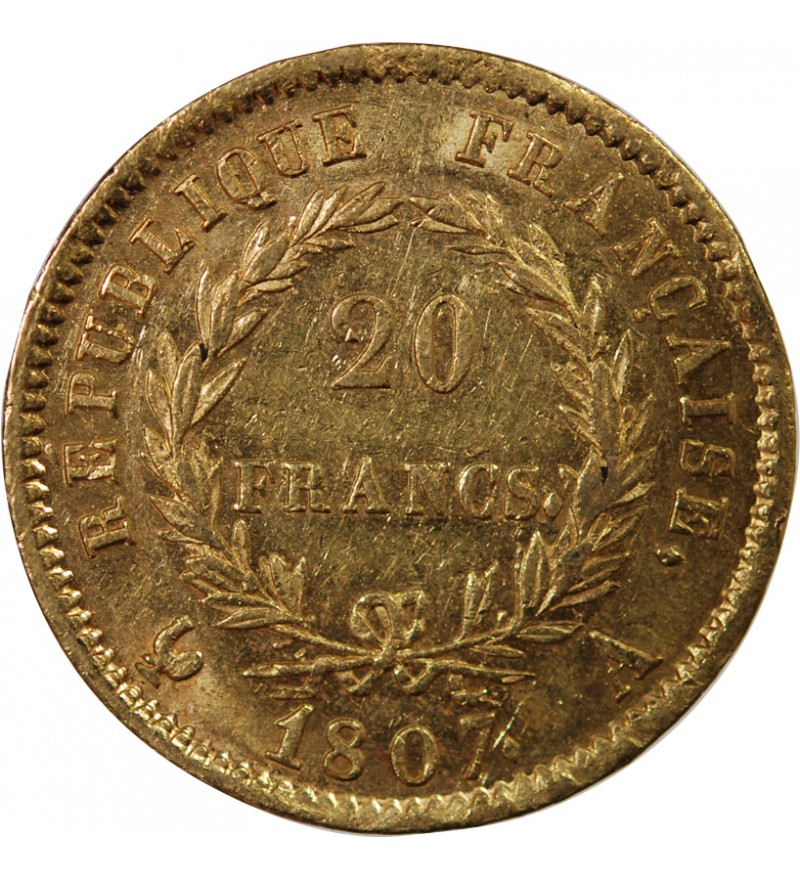 NAPOLEON Ier - 20 FRANCS OR 1807 A PARIS "Type Transitoire"