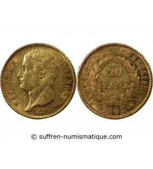 NAPOLEON Ier - 20 FRANCS OR 1807 A PARIS "Type Transitoire"