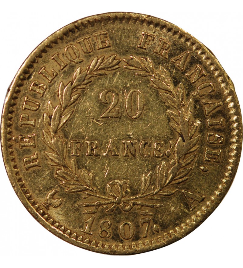 NAPOLEON Ier - 20 FRANCS OR 1807 A PARIS "Type Transitoire"