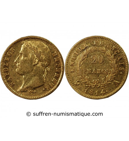 NAPOLEON Ier - 20 FRANCS OR 1814 A PARIS