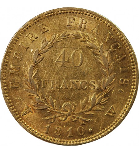 NAPOLEON Ier ﻿ - 40 FRANCS OR 1810 W LILLE