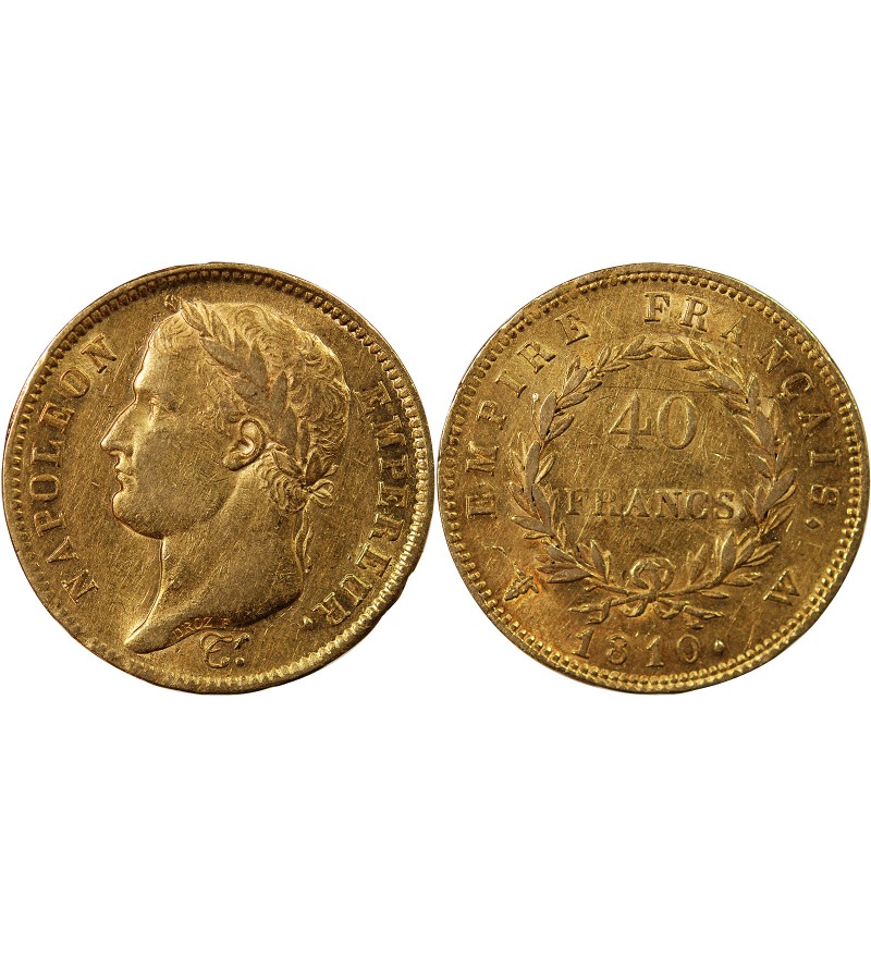 NAPOLEON Ier ﻿ - 40 FRANCS OR 1810 W LILLE