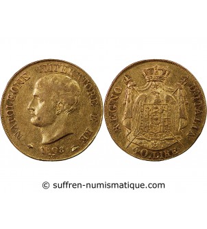 ITALIE, NAPOLEON﻿ 1er - 40 LIRE OR 1808 M MILAN