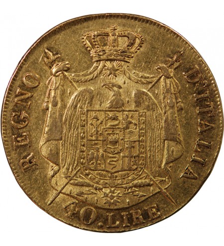 ITALIE, NAPOLEON﻿ 1er - 40 LIRE OR 1808 M MILAN