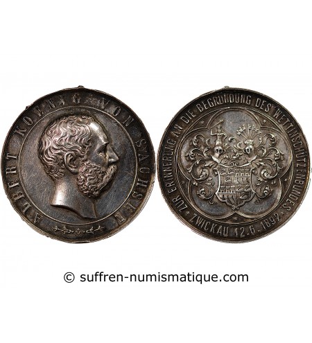 ALLEMAGNE, SAXE, ALBERT - MEDAILLE ARGENT 1892