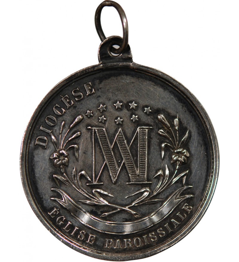 BAPTÊME ET COMMUNION - MEDAILLE ARGENT inscrite en 1860 puis 1872