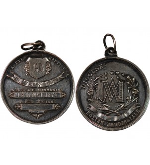 BAPTÊME ET COMMUNION - MEDAILLE ARGENT inscrite en 1860 puis 1872 2