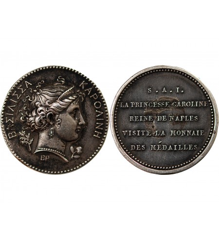 CAROLINE BONAPARTE, VISITE A LA MONNAIE DE PARIS - MÉDAILLE ARGENT