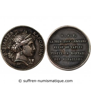 CAROLINE BONAPARTE, VISITE A LA MONNAIE DE PARIS - MÉDAILLE ARGENT