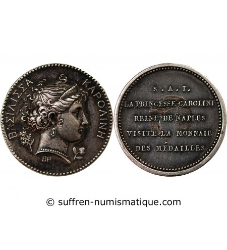 CAROLINE BONAPARTE, VISITE A LA MONNAIE DE PARIS - MÉDAILLE ARGENT