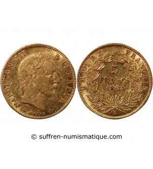 NAPOLEON III - 5 FRANCS OR 1864 A PARIS