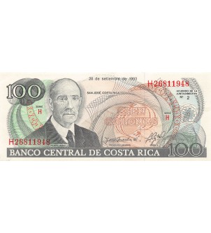 COSTA RICA, RICARDO JIMENEZ - 100 COLONES 1993 - NEUF 2