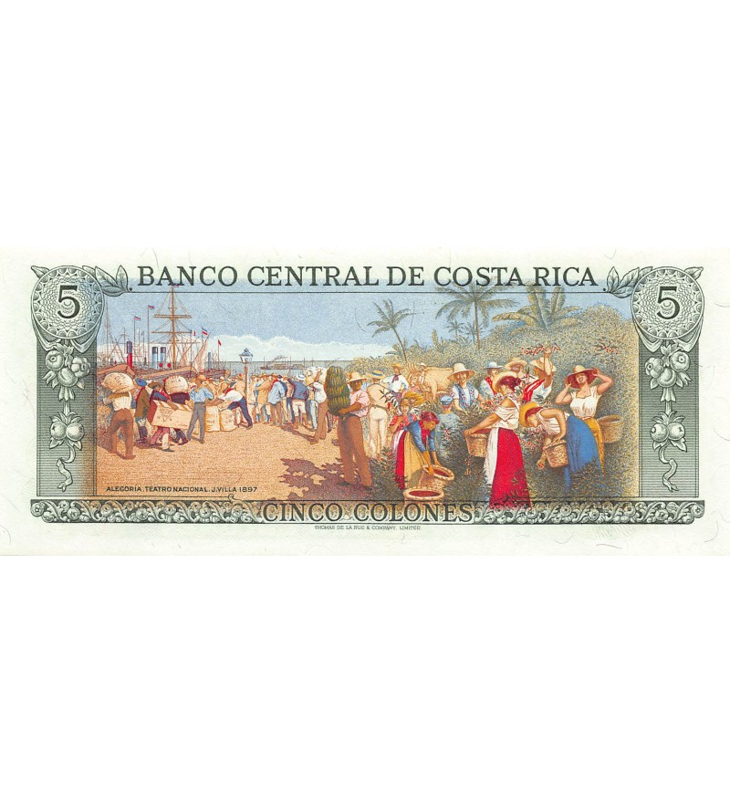 COSTA RICA, RAFAEL YGLESIAS CASTRO - 5 COLONES 1989 - NEUF