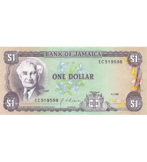 JAMAIQUE, SIR ALEXANDER BUSTAMANTE - 1 DOLLAR 1990 - P.NEUF 2