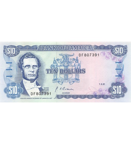 JAMAIQUE, GEORGE WILLIAM GORDON - 10 DOLLARS 1991 - P.NEUF