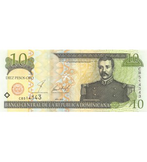 REPUBLIQUE DOMINICAINE, MATIAS RAMON MELLA - 10 PESOS ORO 2001 - P.NEUF 2