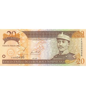 REPUBLIQUE DOMINICAINE, GREGORIO LUPERON - 20 PESOS ORO 2002 - P.NEUF 2