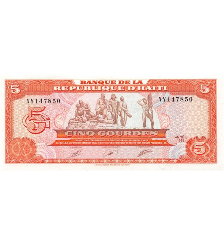HAITI - 5 GOURDES 1989 - P.NEUF