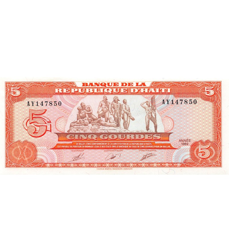 HAITI - 5 GOURDES 1989 - P.NEUF