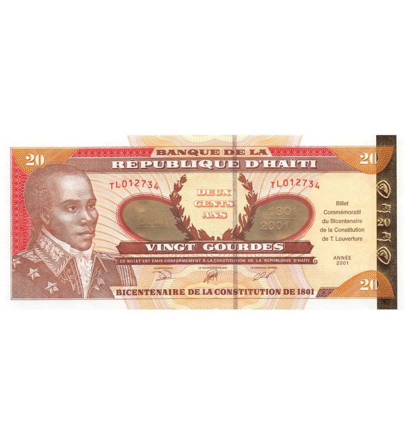 HAITI, TOUSSAINT LOUVERTURE - 20 GOURDES 2001 - P.NEUF