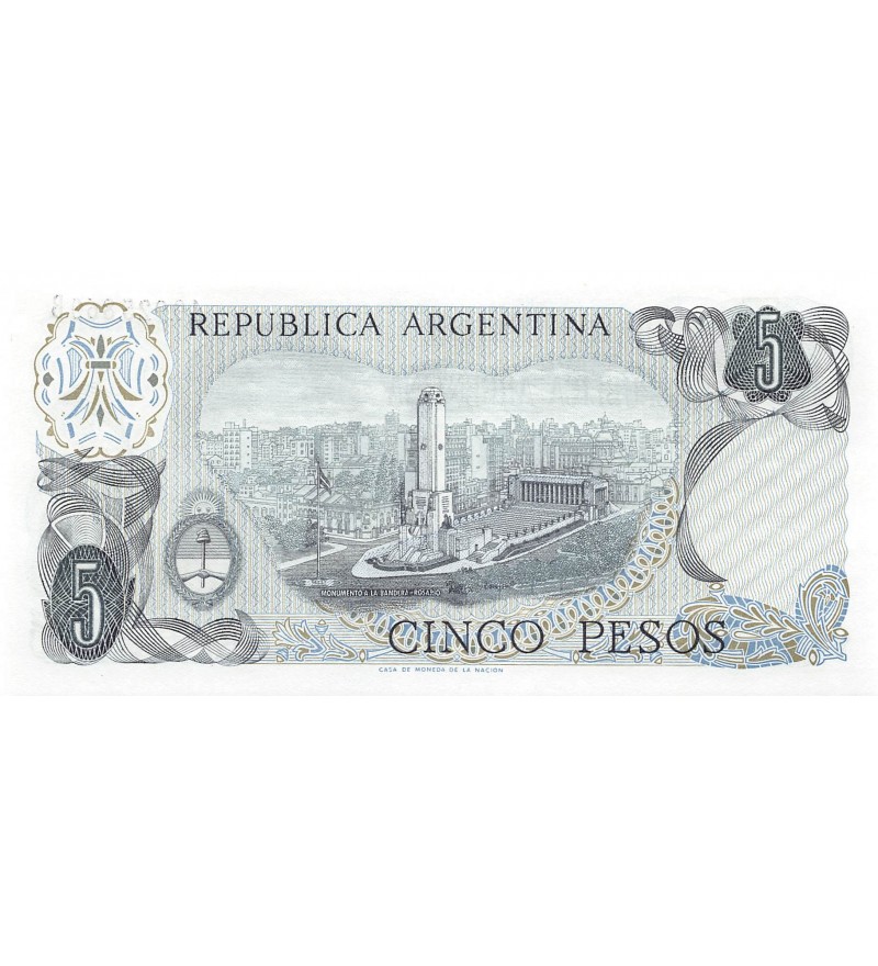 ARGENTINE, GENERAL BELGRANO - 5 PESOS 1974 / 1976 - P.NEUF