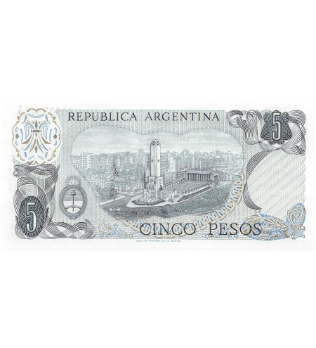 ARGENTINE, GENERAL BELGRANO - 5 PESOS 1974 / 1976 - P.NEUF