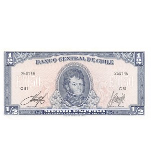CHILI, BERNARDO O'HIGGINS - 1/2 ESCUDO - P.NEUF 2