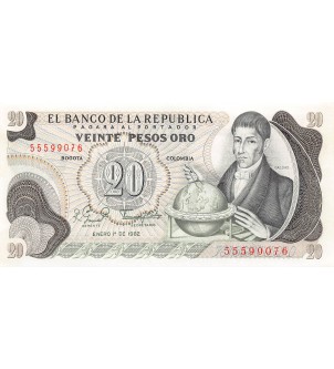 COLOMBIE, CALDAS - 20 PESOS ORO 1982 - P.NEUF