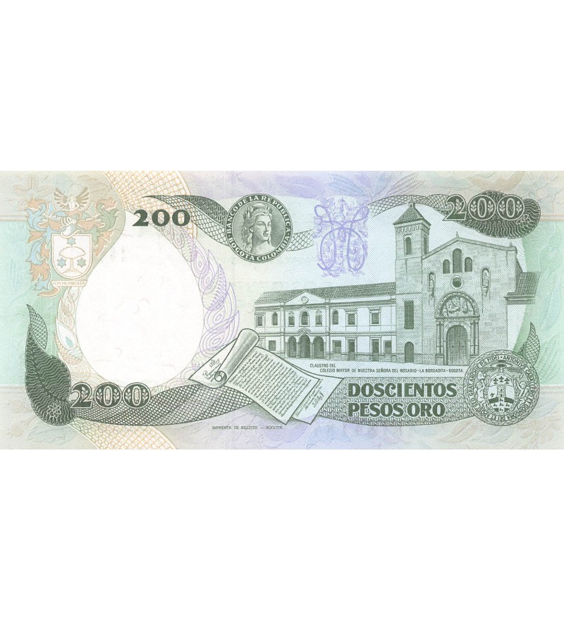 COLOMBIE, JOSE CELESTINO MUTIS - 200 PESOS ORO 1991 - P.NEUF