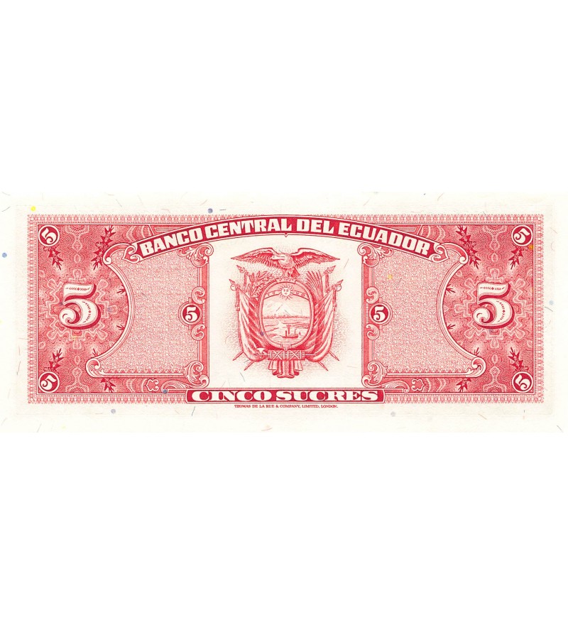 EQUATEUR, ANTONIO JOSE DE SUCRE - 5 SUCRES 1988 - P.NEUF