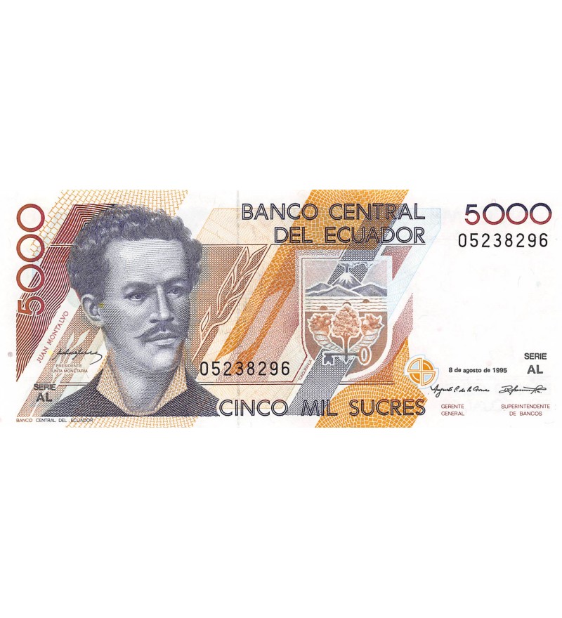 EQUATEUR, JUAN MONTALVO - 5000 SUCRES 1995 - P.NEUF