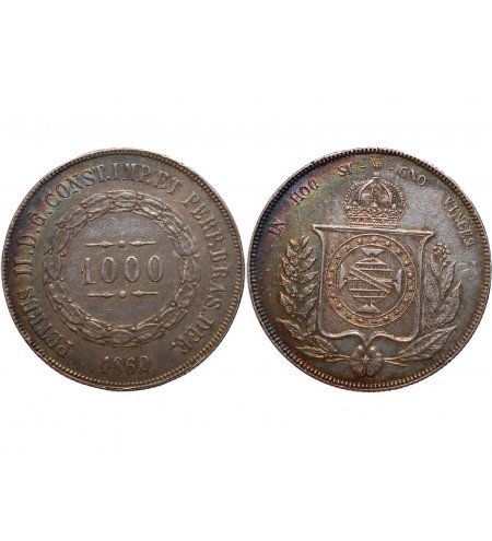 BRESIL - PIERRE II 1000 REIS 1860