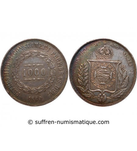 BRESIL - PIERRE II 1000 REIS 1860