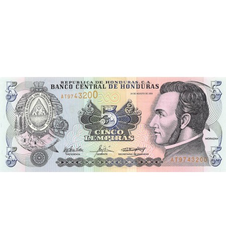 HONDURAS, MORAZAN - 5 LEMPIRAS 2004 - P.NEUF