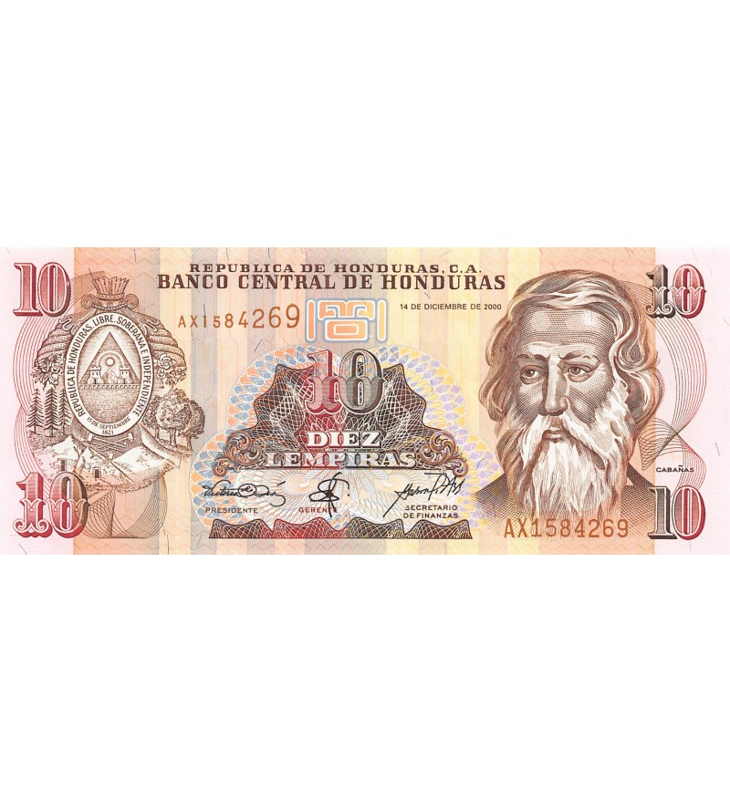 HONDURAS, CABANAS - 10 LEMPIRAS 2000 - P.NEUF