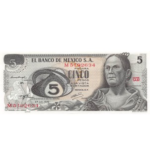 MEXIQUE, ORTIZ DE DOMINGUEZ - 5 PESOS 1972 - P.NEUF 2