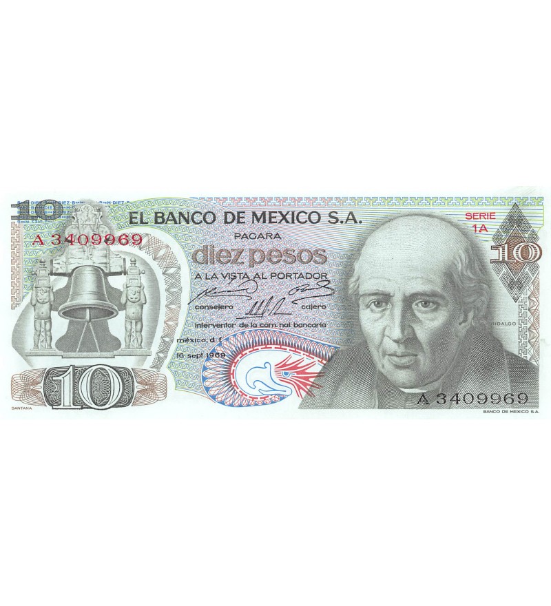 MEXIQUE, HIDALGO - 10 PESOS 1969 - P.NEUF